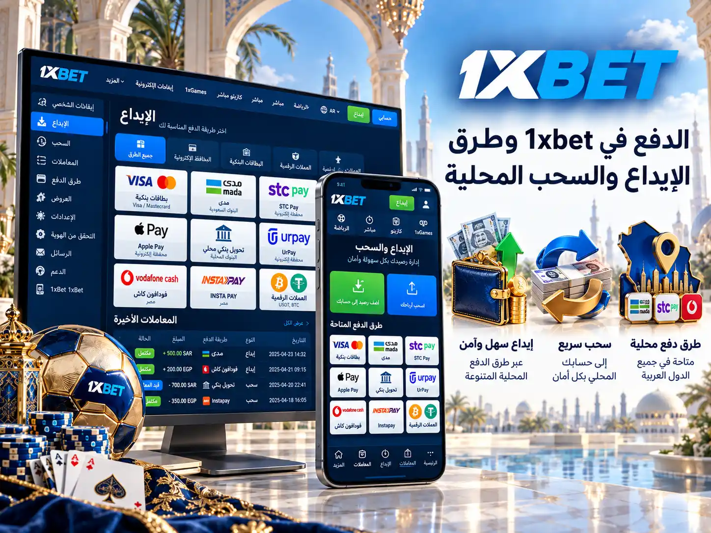 الدفع في 1xbet وطرق الإيداع والسحب المحلية